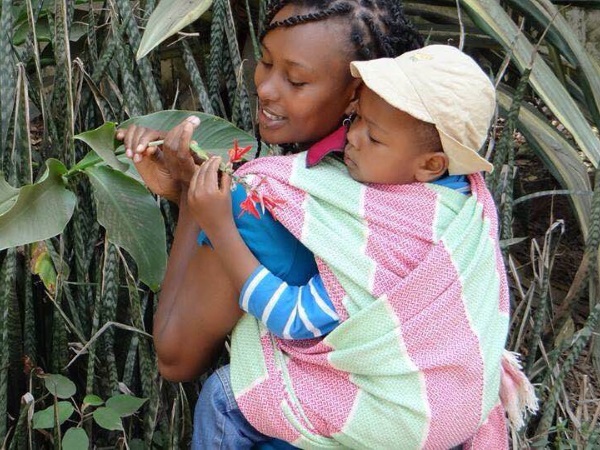 Handwoven baby carrier.