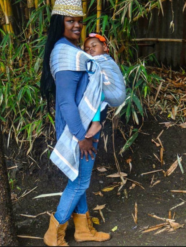 Handwoven baby carrier.