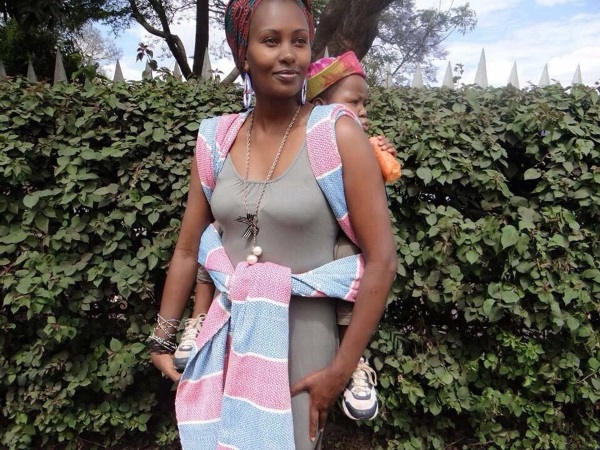 Handwoven baby carrier.