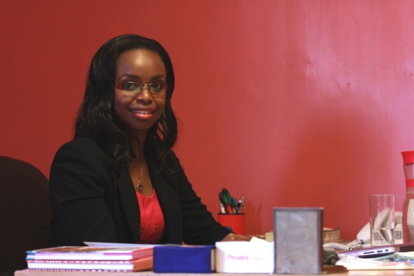 Dr Claire Kinuthia at her desk.