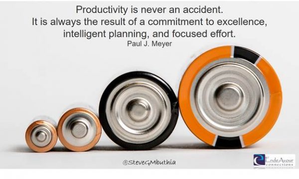 Productivity is never an accident. It is always the result of a commitment to excellence, intelligent planning, and focused effort. Paul J. Meyer